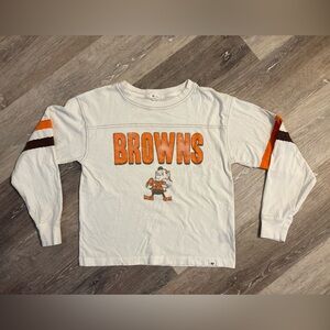 47 Brand Cleveland Browns Long Sleeve Crop Shirt Orange White NFL Women's Small
